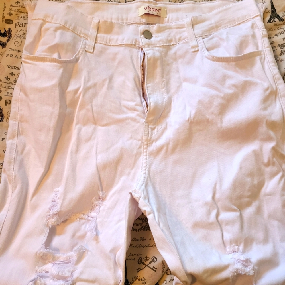 Distressed white jegging